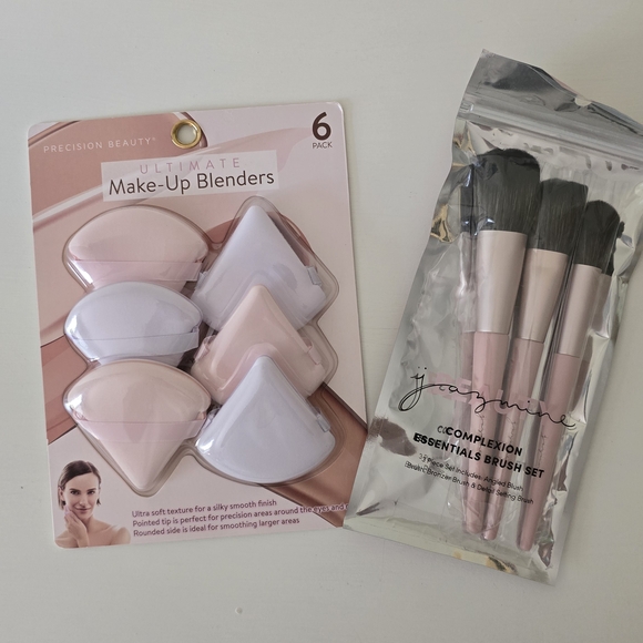 None Other - Makeup Tool Bundle – 6 Blenders & Jasmine 3-Piece Brush Set NEW
